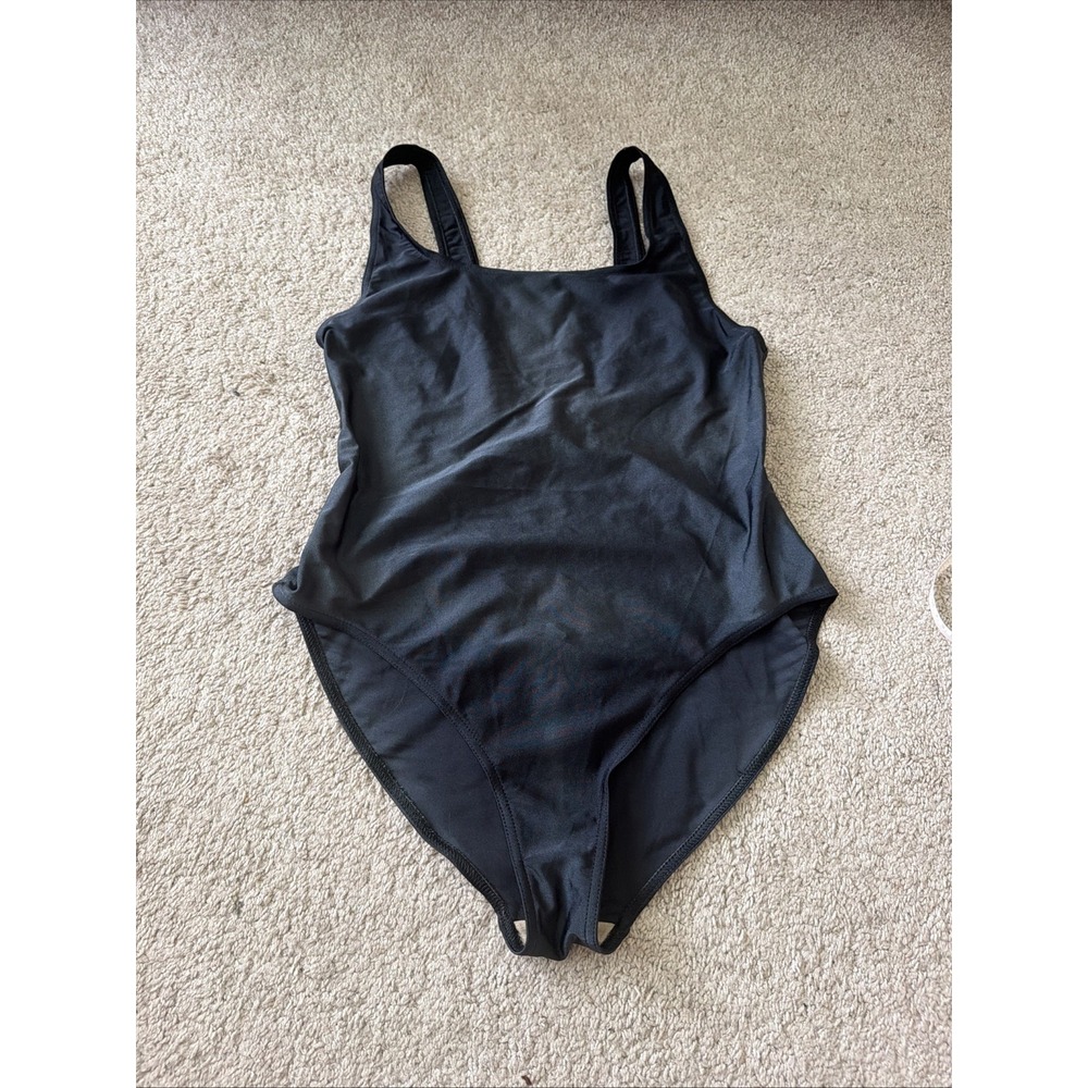 Kiniki Women's Tan Through Scoop Neck Swimsuit Quick Drying Black Size US 14